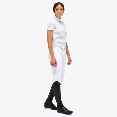 Cavalleria toscana jacquard jersey side zip short sleeve competition polo
