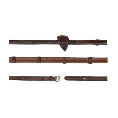 Dy'on New English Collection 1/2" Rubber Reins with 7 Leather Loops and Plaited Finish