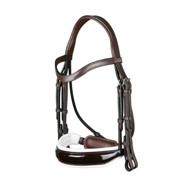 Dy'on Working Collection Patent Large Crank Noseband With White Padding Double Bridle - Image 5